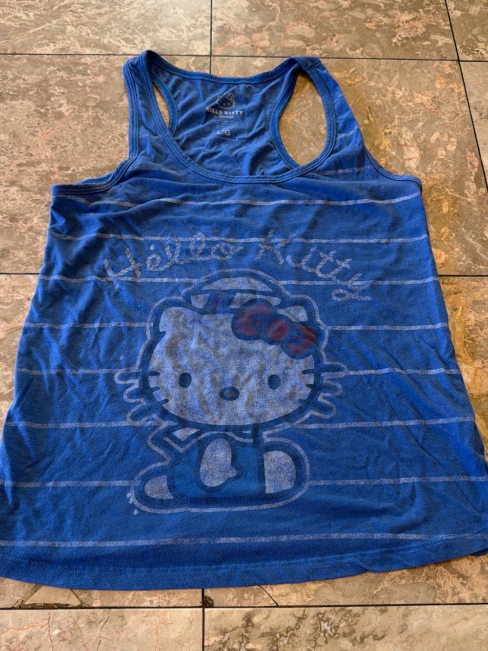 Hello Kitty Royal Blue Girls' Striped Racerback Tank